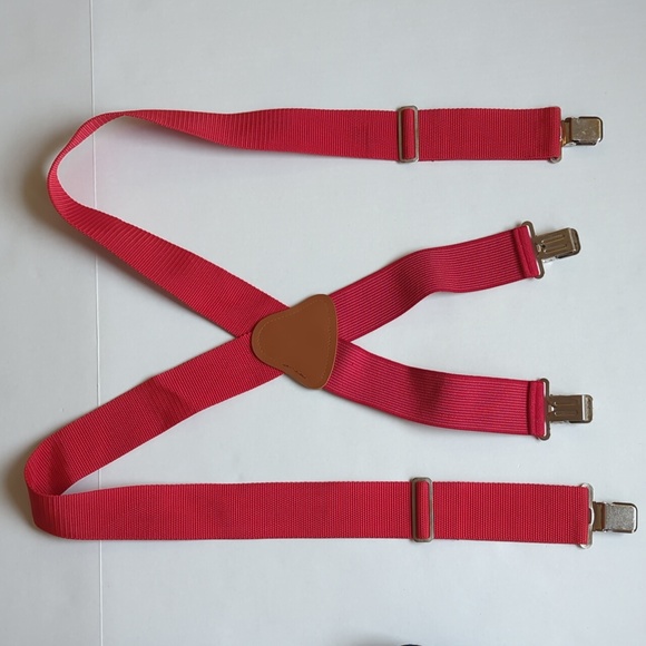 Utility Clip End Retro Suspender Galluses Red - Picture 3 of 12